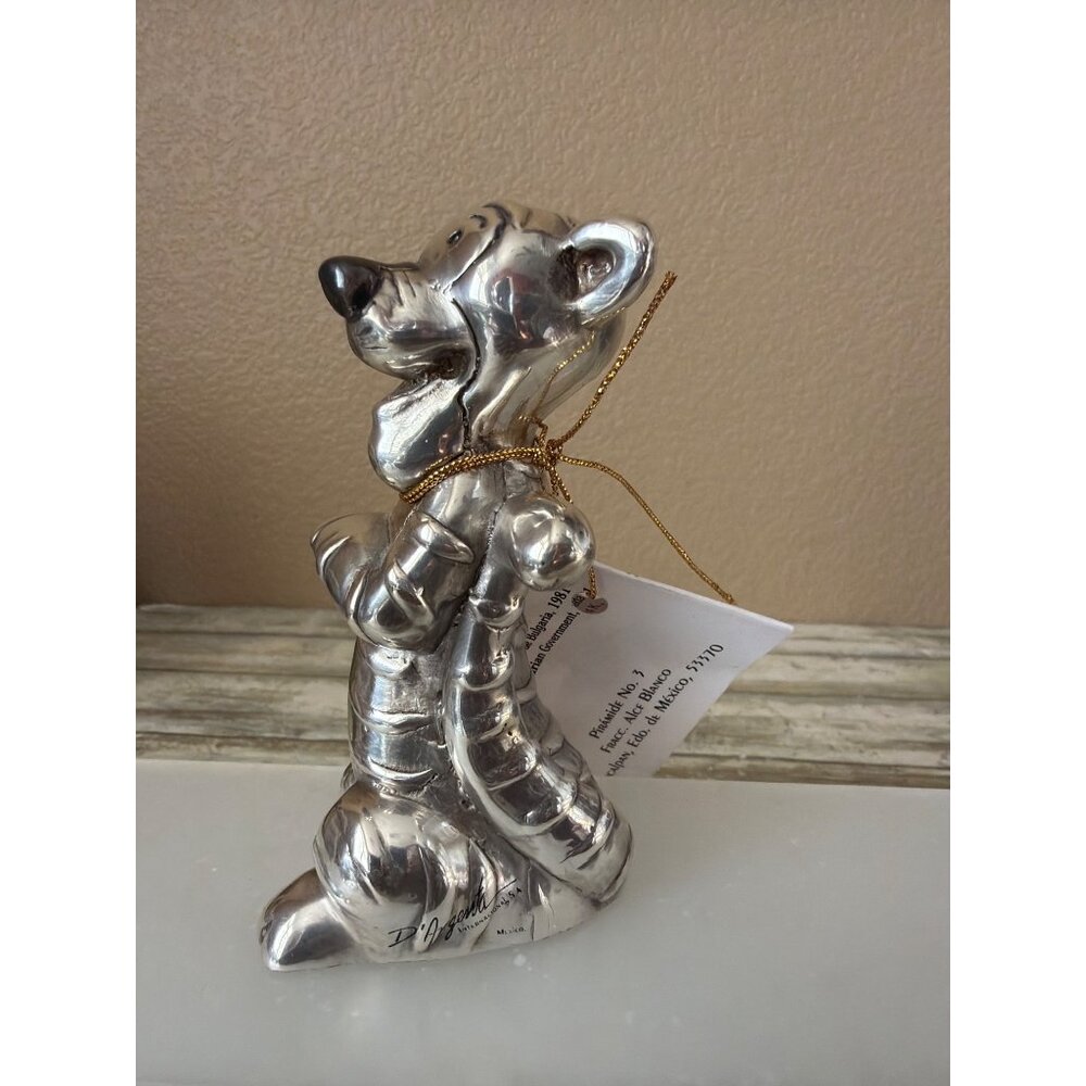 D'Argenta Mexico Disney Silver Tone Tigger Winnie the Pooh Figurine w/Tag 1980s - Picture 3 of 13